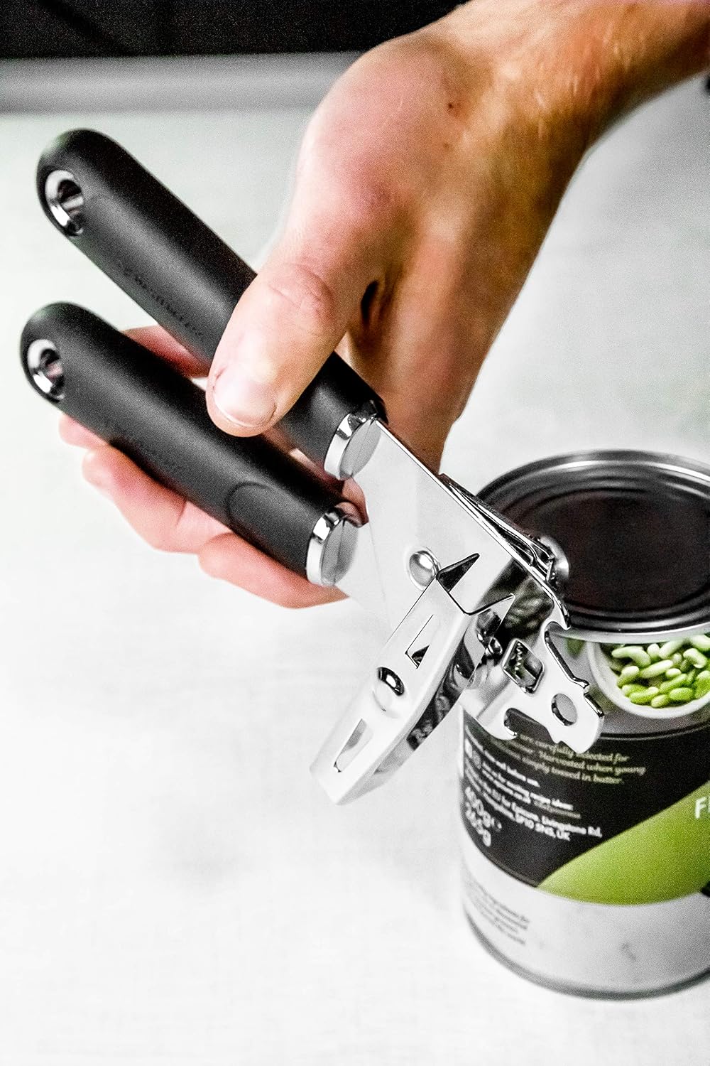MasterClass Can Opener with Soft Grip Handles, Stainless Steel, 19 cm, Black - Image 3