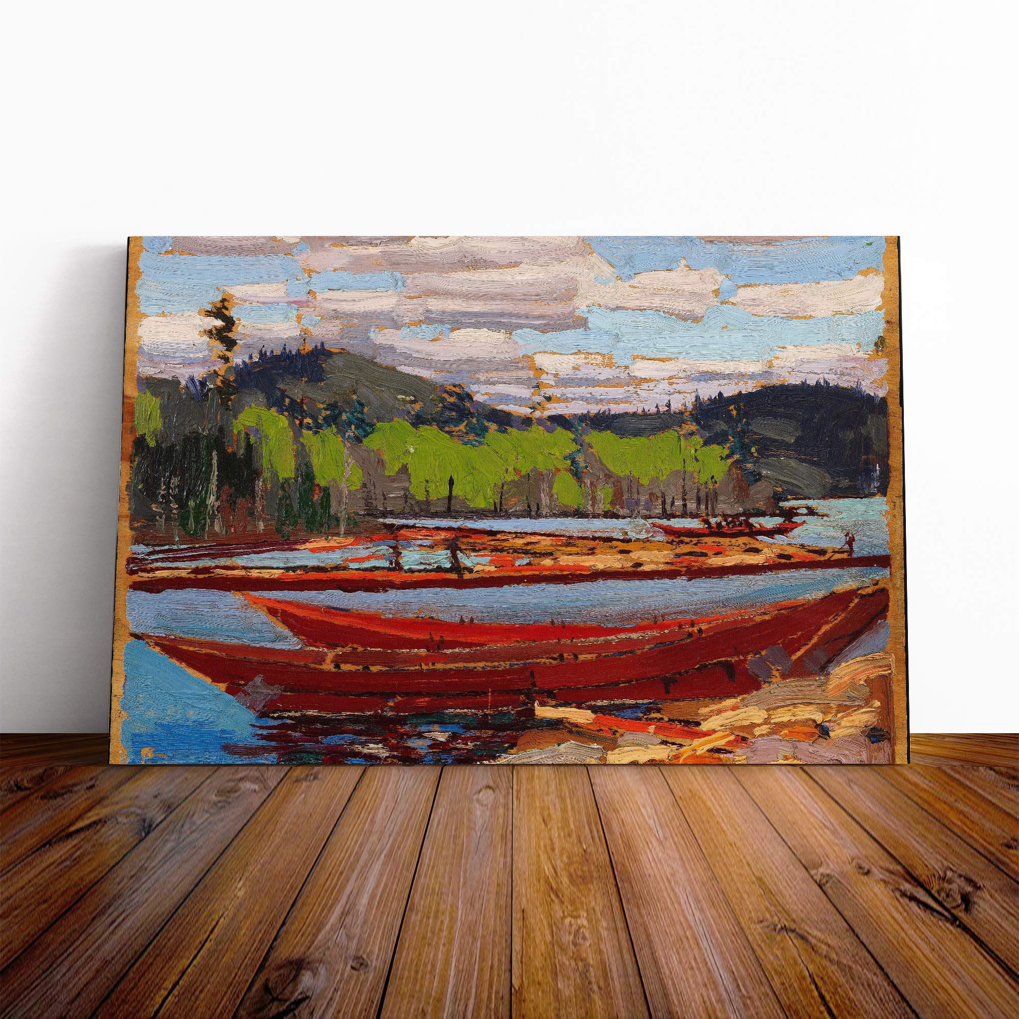 Tom Thomson Bateaux Canvas Print | Gallery Wrapped 30mm Frame Wall Art | 20x14 inches | Ready to Hang | Modern Picture | Living Room Bedroom Lounge Office