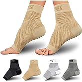Thoxcare Compression Socks for Women & Men Open Toe (1 Pair) - Best Ankle Compression Sleeve for Swelling, Achilles Tendonitis, Heel Pain & Plantar Fasciitis Relief, Beige, Medium
