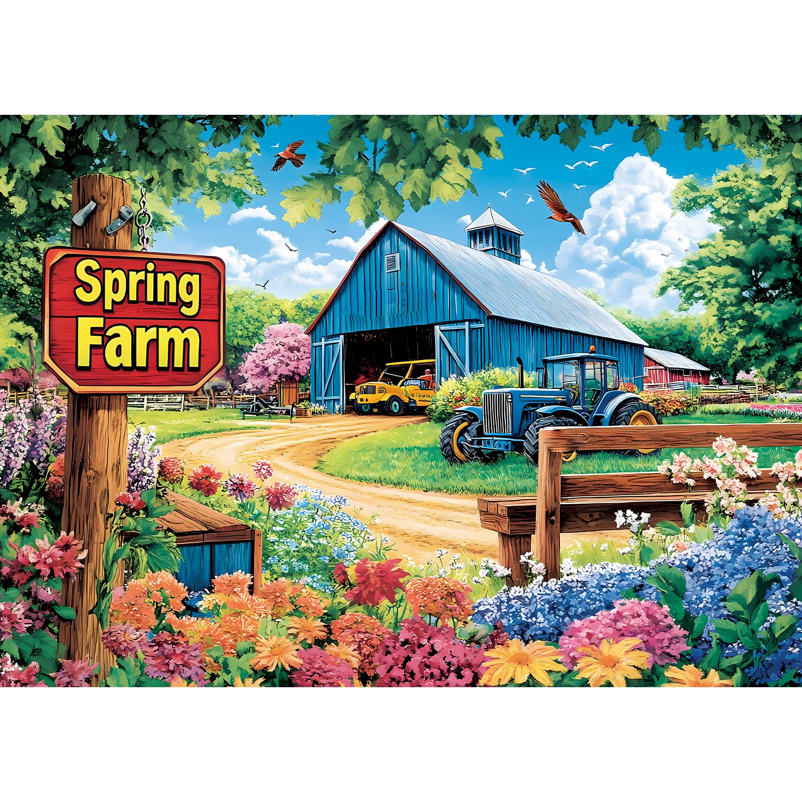 Photo 1 of 1000 Piece Puzzles for Adults, Spring Landscape Jigsaw Puzzle, Farm Jigsaw Puzzles 1000 Pieces, Challenging Game Home Decor Birthday Party Gift Toy for Adults Kids Seniors, 28×20 in