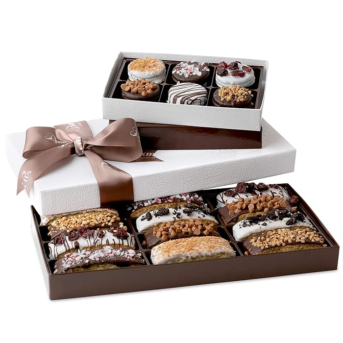 Barnett's Chocolate Cookies & Biscotti Christmas Gift Baskets, Unique Gourmet Cookie Tower Gifts Holiday Food Ideas For Him Her Corporate Men Women Families Thanksgiving Valentines Fathers Mothers Day