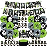 Gaming Theme Birthday Party Decorations,Call Of Du_ty Party Supply Set for Kids with 1 Happy Birthday Banner ,24 Cupcake Toppers ,18 Call Hero Balloons ,50 Stickers for Gaming Party Decorations