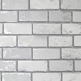 Arthouse Metallic Brick White Silver 692201 Tile