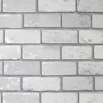 Arthouse Metallic Brick White Silver 692201 Tile