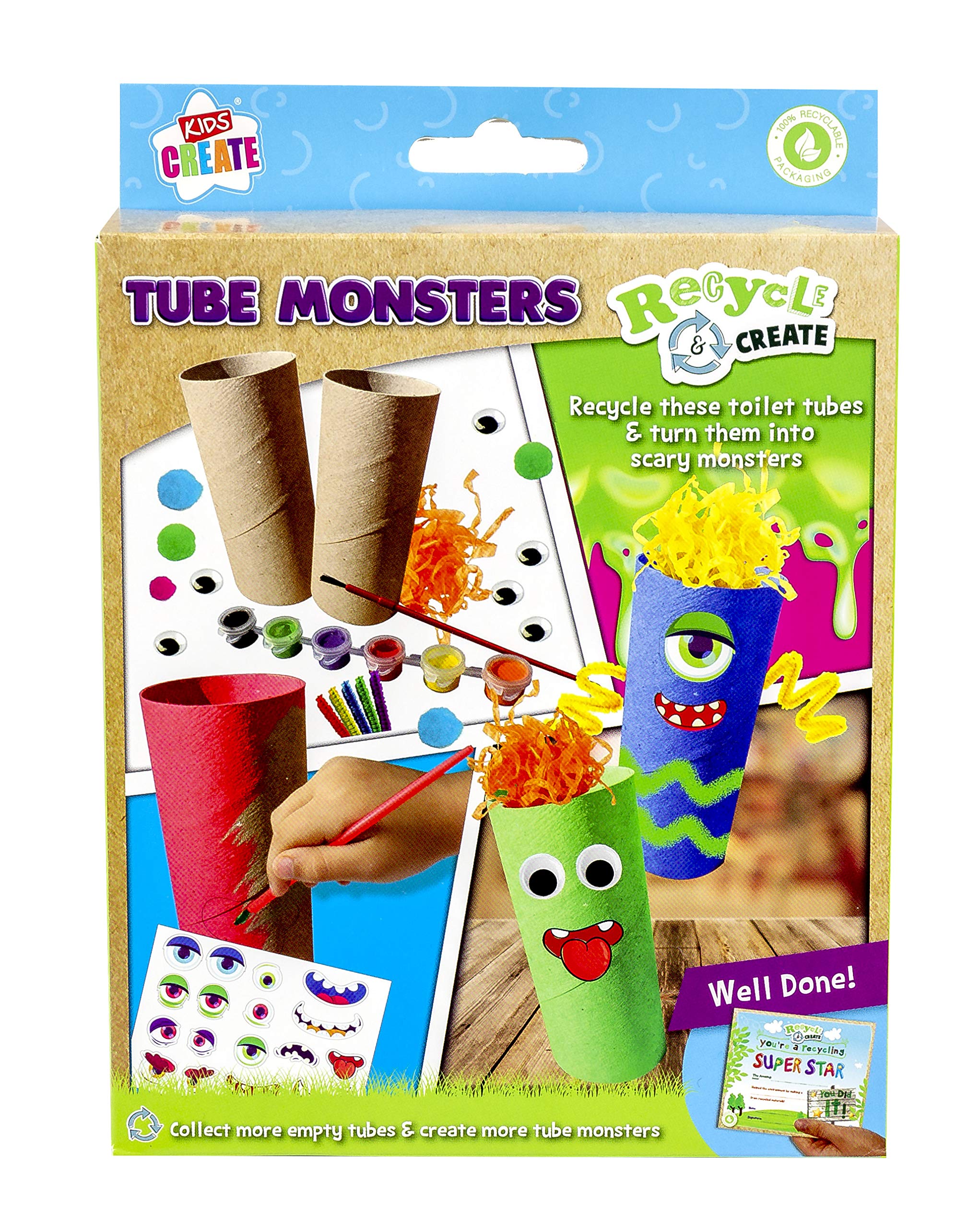 Kids Create - Recycled Paint Your Own Tubes - Kids Craft Tube Pets - Arts and Crafts Set for Kids - Children's Craft and Design Kit