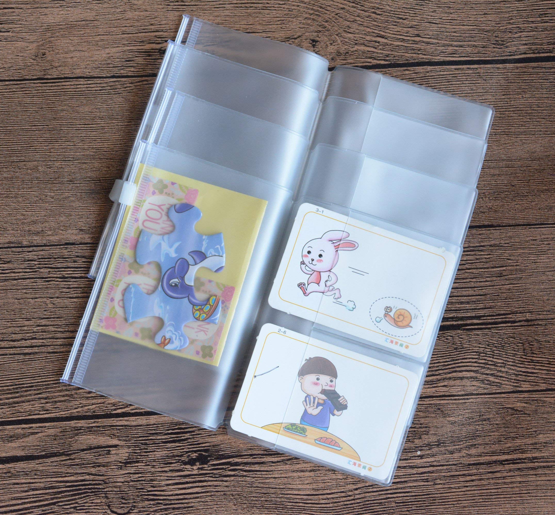 Funcoo Set of 4 Zipper Pocket Refill Pack Plastic Clear Inserts Pouch for Travelers Notebook (Passport Size)