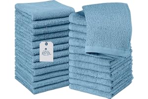 DAN RIVER 100% Cotton Washcloths 24 Pack Premium Quality Face and Body Cloth, Quick Dry Essential Towels for Bathroom, Hand, Kitchen & Cleaning, Baby Washcloths | 12X12 in | 400 GSM | Blue