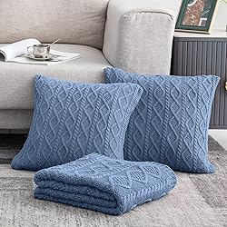 Homiest Cable Knit Throw Blanket and Pillow