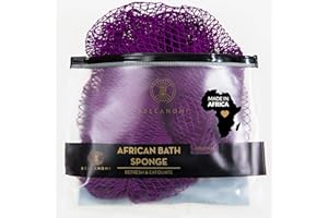 Bellanomi African Exfoliating Net Sponge, Authentic, Ethically sourced from Nigeria, 45 inches Long, Back Scrubber for Daily use (Indigo)