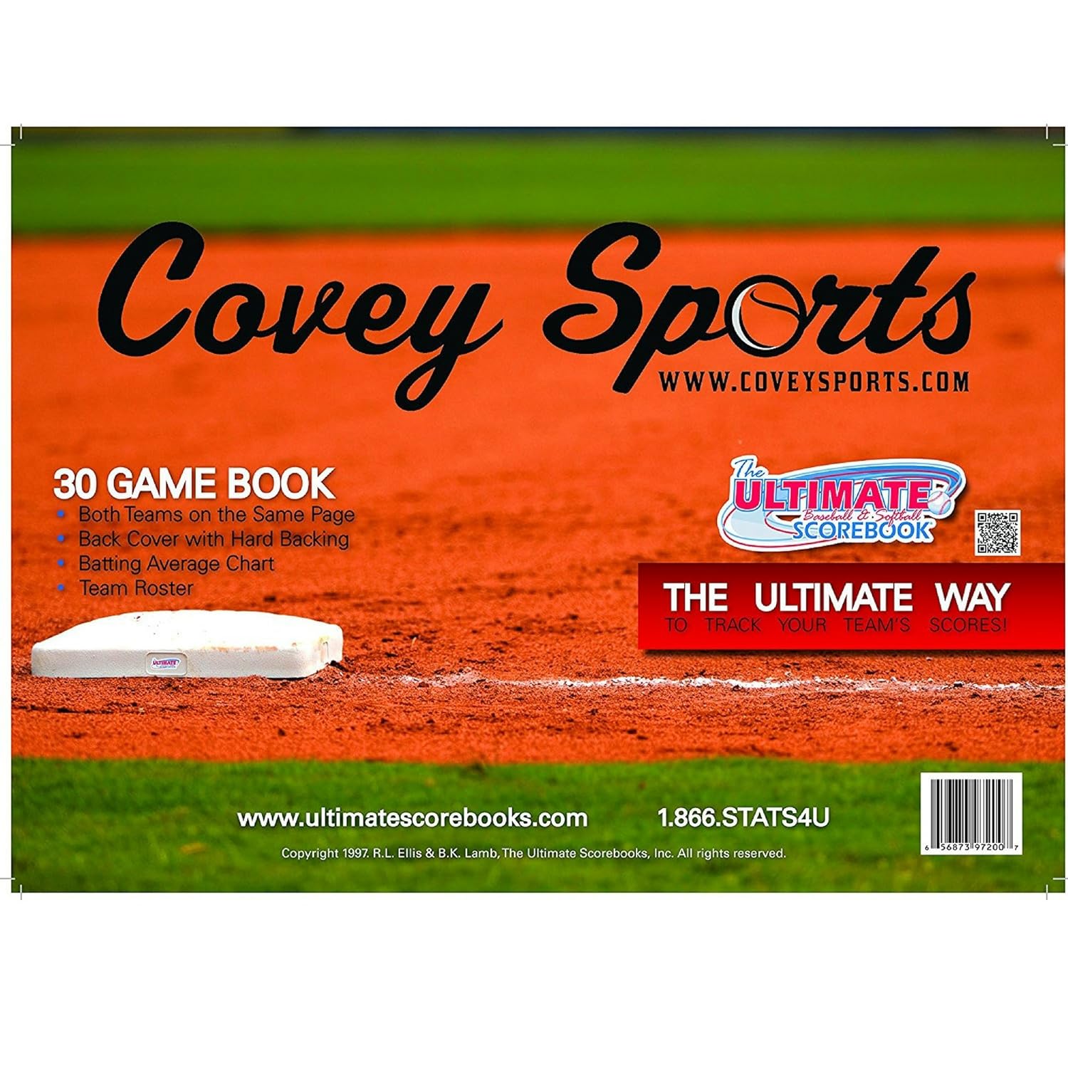 Covey Sports Baseball Softball Scorebook and Lineup Card Bundle 30Game