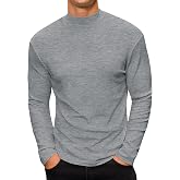 Mens Mock Turtleneck Long Sleeve Basic Pullover Ribbed Thermal T Shirts | Lightweight,Slim Fit, Casual Tops,Undershirts,Comfortable Fabric,Fashion Design,Daily Wear,Office Work,Dating,Holiday