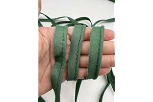 PEPPERLONELY 5 Yards 12mm (1/2 Inch) Cotton Bias Piping Type, Bias Type with Cord, Piping Trim with Cord, Lip Cord Trim for Sewing Clothing Upholstery Trimming - Dark Green