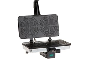 CucinaPro Krumkake Baker By Cucina Pro - 100% Non Stick, Makes Two Krumkake Pizzelle-Like Cookies, Great for Cannoli Filling & Cones