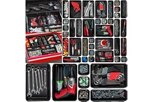 ONREVA 32pcs Tool Box Organizer Tray Dividers Set, Toolbox Organizer and Storage Trays Kit, Workbench Cabinet Bins, Tool Chest Drawer Organization Garage Accessories Small Parts Hardware Tool Tray