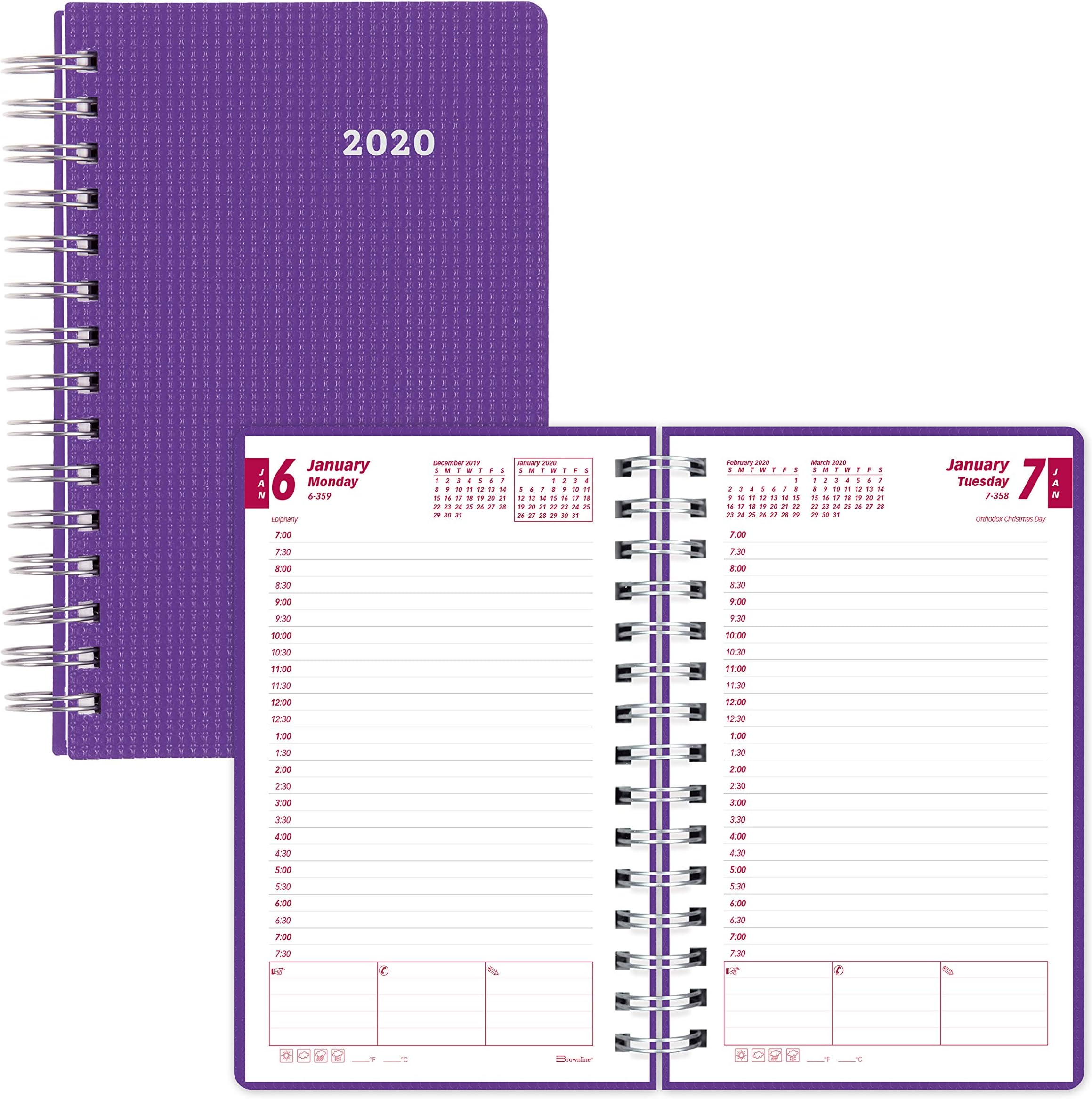 Brownline DuraFlex Daily Planner, Purple, 2020