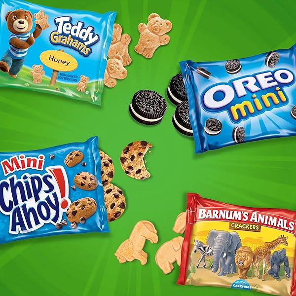 NABISCO TEAM FAVORITES VARIETY PACK, OREO MINI, CHIPS AHOY! MINI, TEDDY GRAHAMS HONEY & BARNUM’S ANIMAL CRACKERS, 30 SNACK PACKS