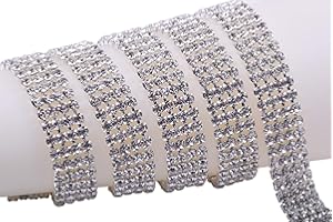 KAOYOO 4 Rows 1 Yard 4MM Crystal Rhinestone Chain Trim for Sewing Craft,DIY Decoration