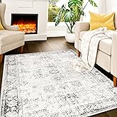 Istana Rugs 3x5 - White Cream/Grey Area Rugs - Kid & Pet Friendly Washable Rugs 3x5-3x5 Area Rugs - Foldable 3 x 5 Area Rug Washable Non Slip - Eco-Friendly Rug with Rubber Backing