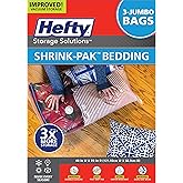 Shrink-Pak Space Bags Vacuum Storage Bags for Bedding Jumbo Compression 3 Pack Clear for Comforters Blankets (3 Jumbo/Bedding Solo)