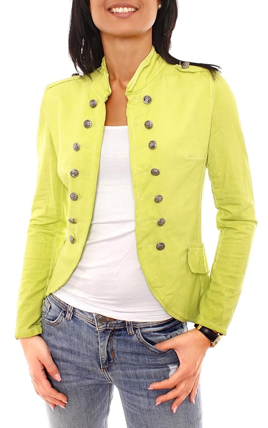 Fragola Moda Damen Vintage Military Jerseyblazer