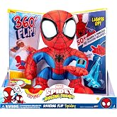 Marvel Spidey and His Amazing Friends Amazing Flip Spidey - 12-Inch Animatronic Plush with Lights, Sounds, and Web Dart Launcher