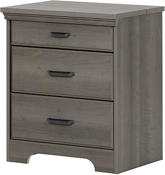 Amazon Com South Shore Versa Nightstand With 2 Drawers And Charging Station Gray Maple Furniture Decor