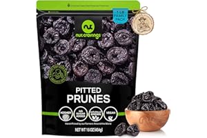 NUT CRAVINGS - Dried Prunes Pitted Unsweetened, Dry Plums No Sugar Added, Unsulphured (16oz, 1 LB) Bulk Dry Fruits Packed Fresh in Resealable Bag - Sweet Healthy Snack, Naturally Grown, Vegan, Kosher