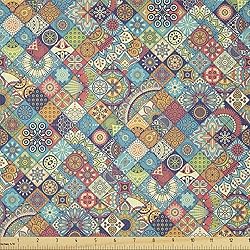 Ambesonne Bohemian Fabric by The Yard, Geometric