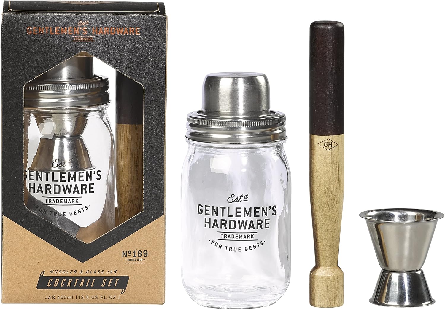 Amazon.de Gentlemen's Hardware CocktailSet mit Stößel und Glas