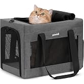 Pecute Cat Carrier, Portable Travel Pet Carrier with Stable Structure, Grey | 360&deg; Ventilation &amp; Comfort, Super Stable Framework, Escape-Proof, for Travel / Car Trips / Vet Visits, Fits Cats up to 11 lbs