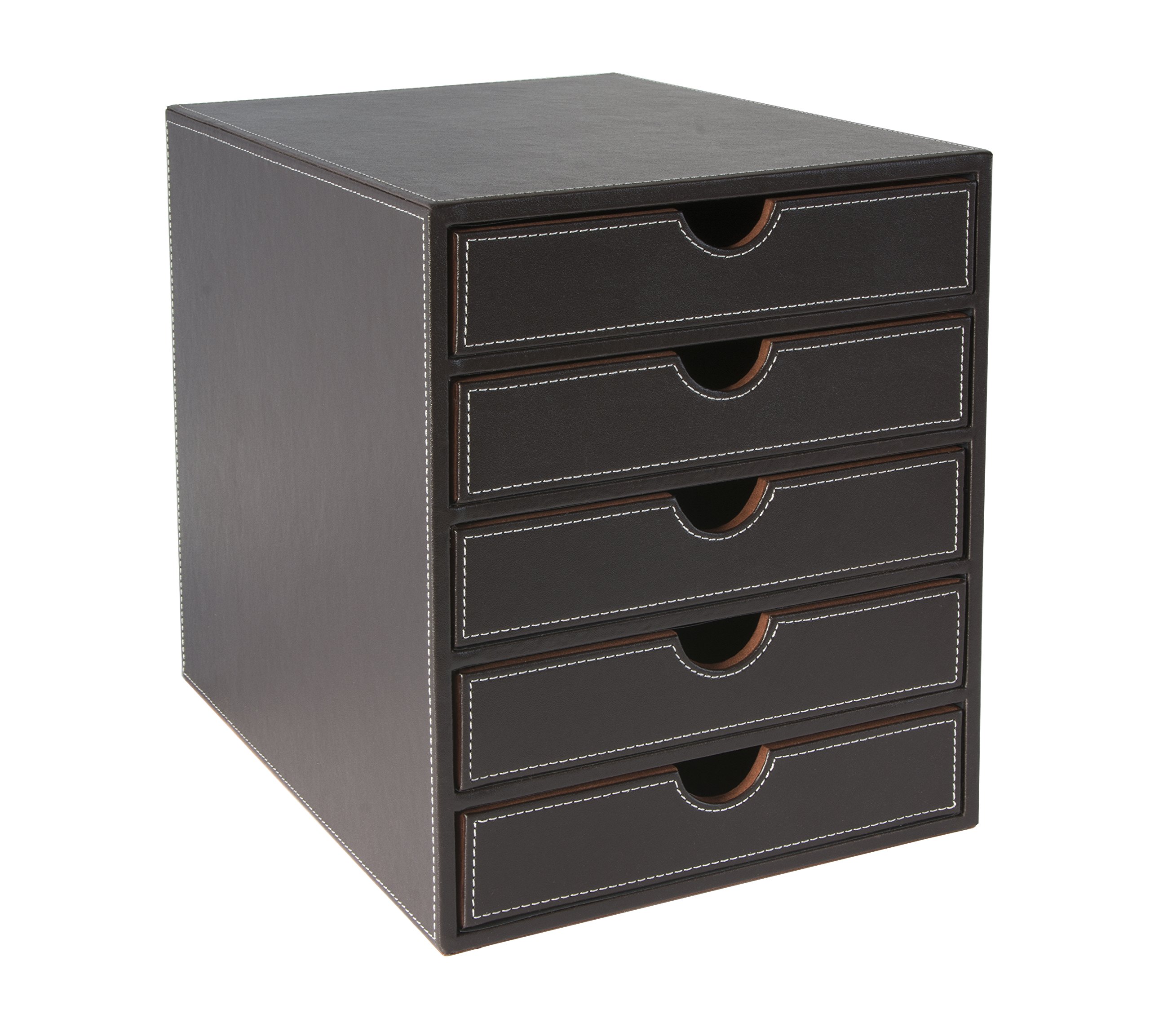Osco Faux Leather 5 Tier Paper Sorter - Brown