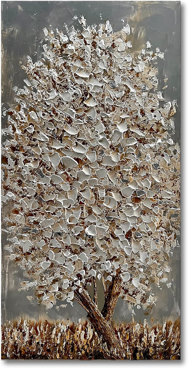 Paintings - Epicler art 48x24 Inch Modern Abstract Tree Oil Painting 100% Hand-painted Canvas mural, living Room, Bedroom, Dining Room Wall decoration