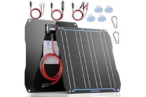 Voltset 20W 12V Solar Panel Kit Portable Solar Battery Charger Maintainer Waterproof Trickle Charger for Car Battery Boat Motorcycle RV