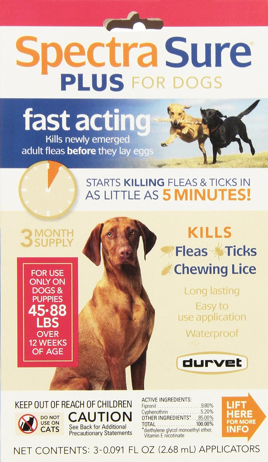 Reviews Durvet Spectra Sure PLUS Flea Treatment for 45 to 88Pound Dogs