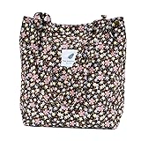 TOPASION Cute Corduroy Tote Bag Canvas Shoulder