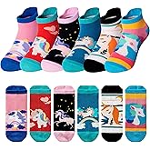AMENLAN Kids Girls Unicorn Ankle Socks Cute Novelty No Show Cartoon Cotton Socks 6 Pairs
