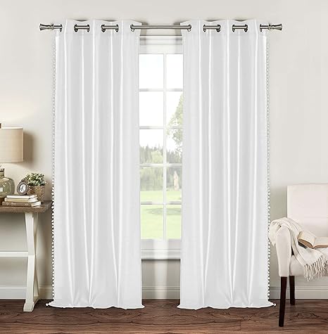 duck river textiles cortina de seda sintetica bali con ojales en la parte superior de la ventana 2 cortinas 96 5 x 213 cm color blanco