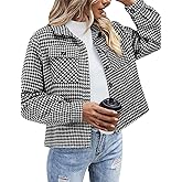 Zeagoo Flannels for Women Cropped Shacket Jacket Fashion Plaid Button Down Shirt 2026 Fall Coat Tops