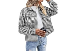 Zeagoo Flannels for Women Cropped Shacket Jacket Fashion Plaid Button Down Shirt 2025 Fall Coat Tops