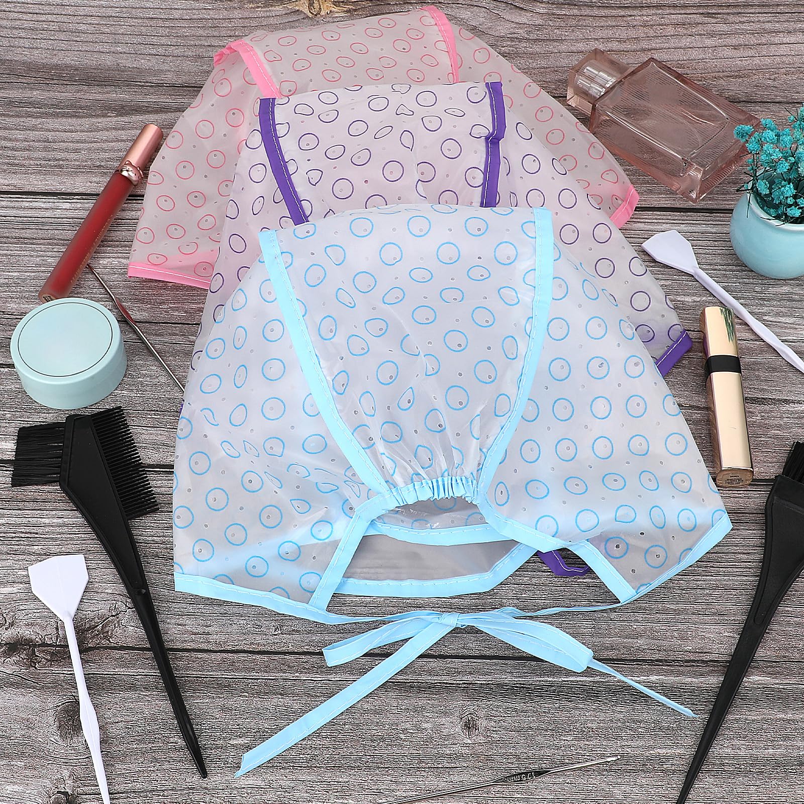 3 Pcs Hair Highlighting Caps, Bleach Cap Coloring Frosting Dye Kit, Highlighting Kit, Highlight Cap with Hooks Highlight Hair Coloring Frosting Dye Kit for Salon Hair Dyeing Hairdressing