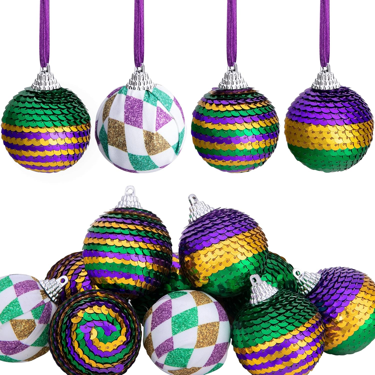 Ornaments - 12pcs Mardi Gras Ball Ornaments,1.96
