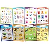 8 Educational Posters for Toddlers - Includes: Alphabet, Numbers, Shapes, Colors, Cars, Construction Zone, Farm & Wild Animals - Laminated Posters for Kids - Size 17x22"