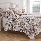 Greenland Home French Country Traditional Patchwork Style Cotton-Rich Quilt Set, 2-Piece Twin/XL, Multi