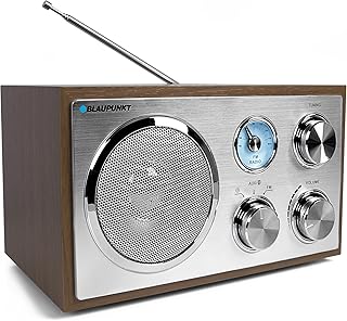 Blaupunkt RXN 180, Küchenradio Retro mit Bluetooth, einfaches Radio mit UKW/FM und Aux In, Retroradio mit Antenne, Büro-Radio, Analog Tuner, Kofferradio, Holzgehäuse, eingebauter Lautsprecher, Holz