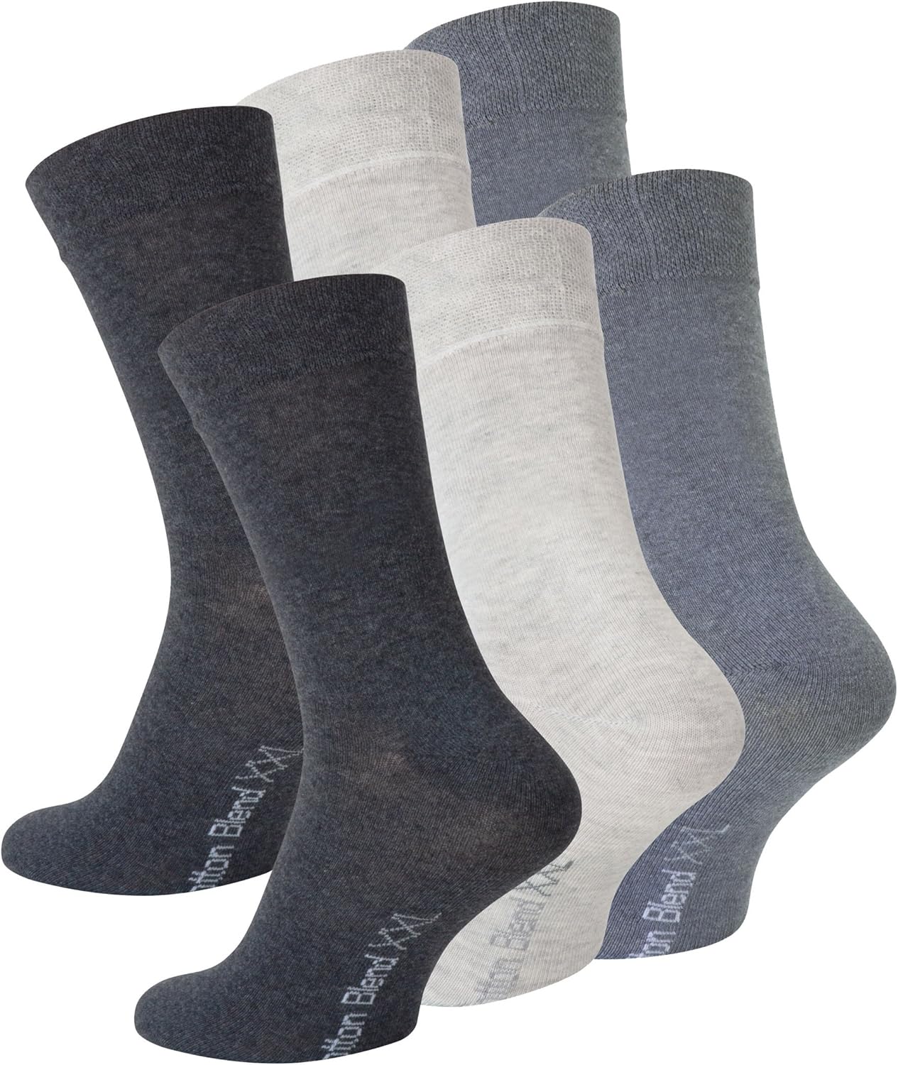 6 Pairs Mens Socks Oversize Size 12 15 Cotton Rich In Grey Melange Colors Amazon Co Uk Clothing