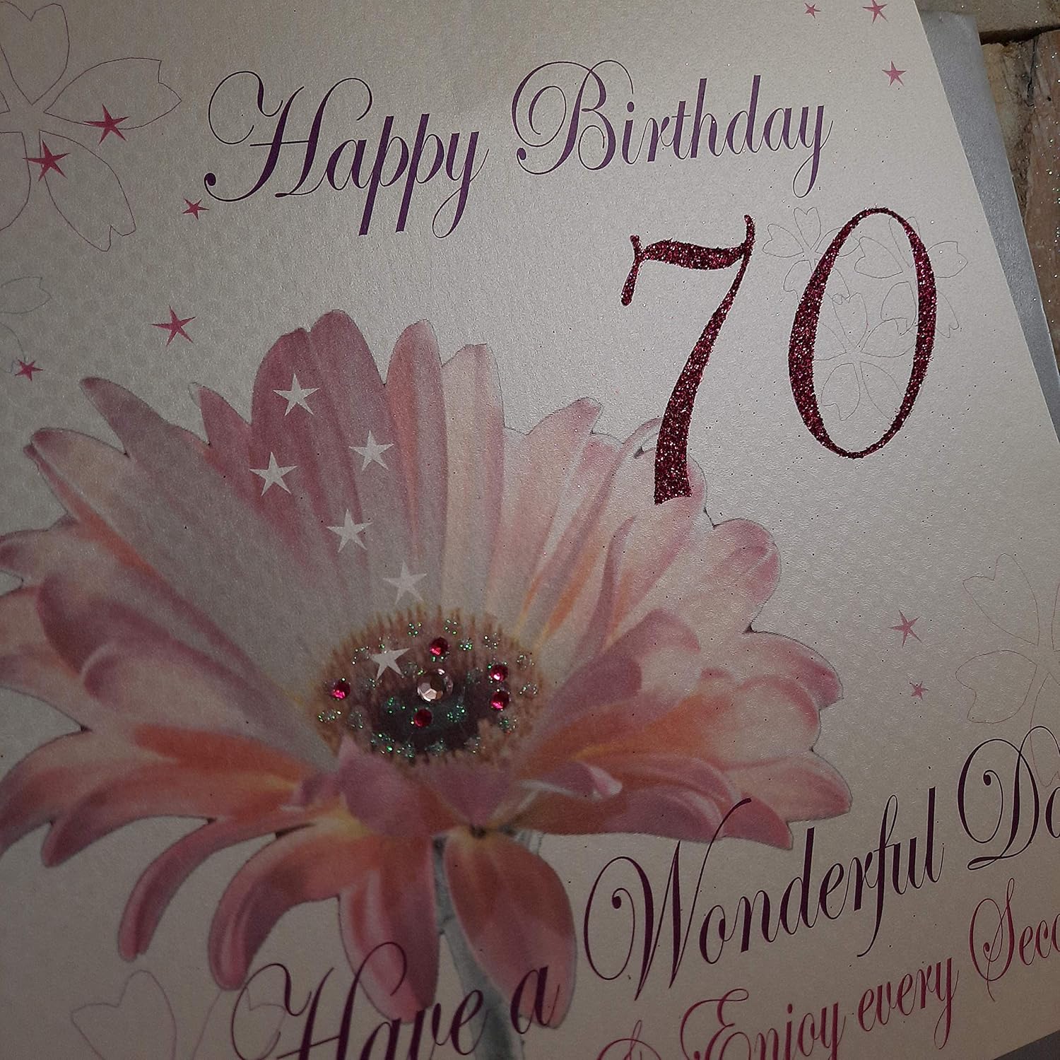 WHITE COTTON CARDS Code XLWBA70 Happy Birthday 70 Have A Wonderful Day Handmade Large Birthday Card Flower, Pink - Image 3