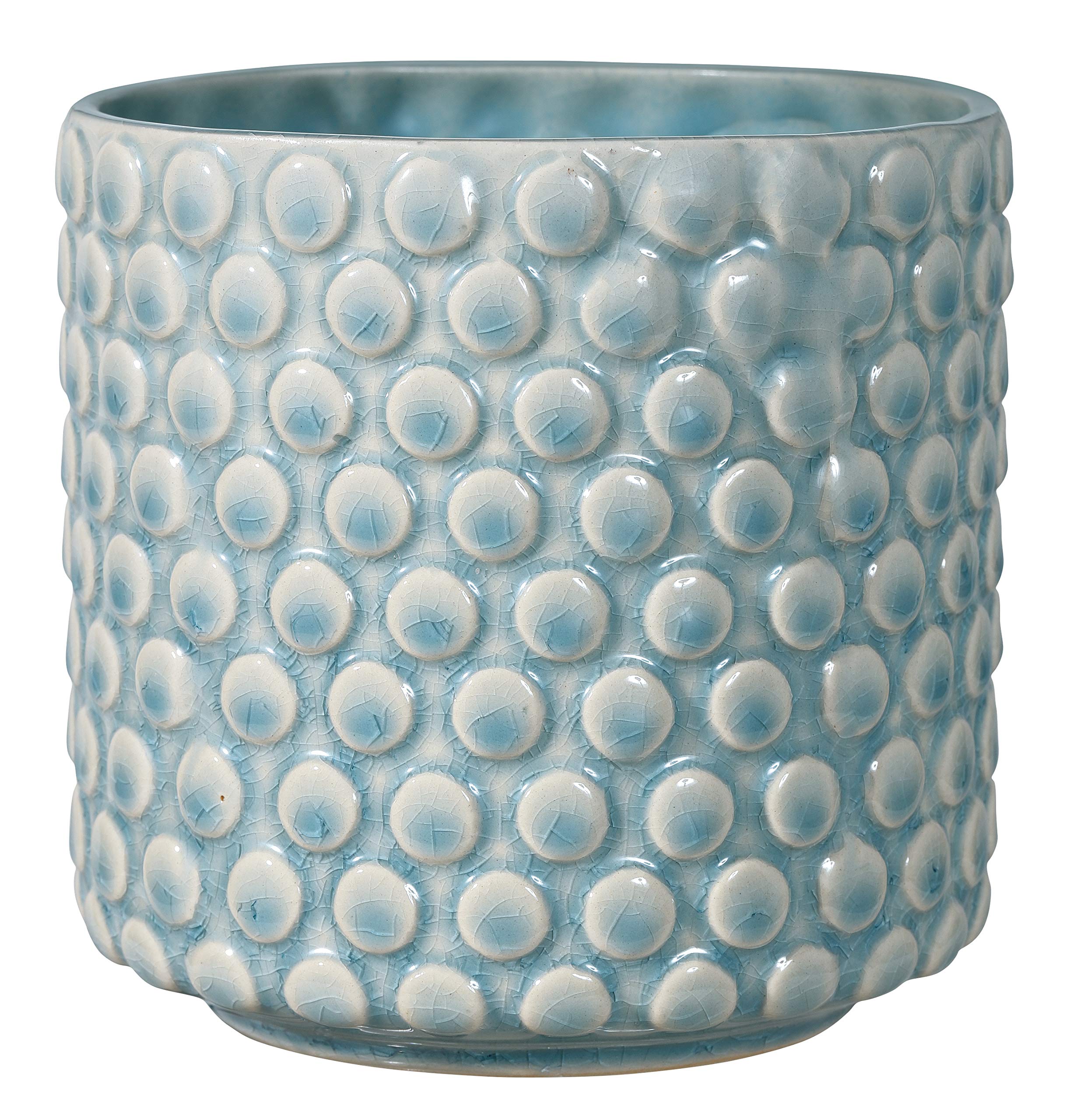 Bloomingville Ceramic Flower Pot Dot - colorful Planter, Pot for plants, sukkulents Size S (12,5 cm ø) Dia 5'' H 5'', Stoneware, sky blue
