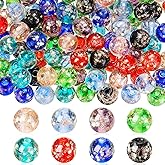 Lyrow 120 Pcs Luminous Glass Beads Bulk 8mm Round Glow in The Dark Beads Glass Loose Spacer Ball for Making DIY Craft(Multicolor)