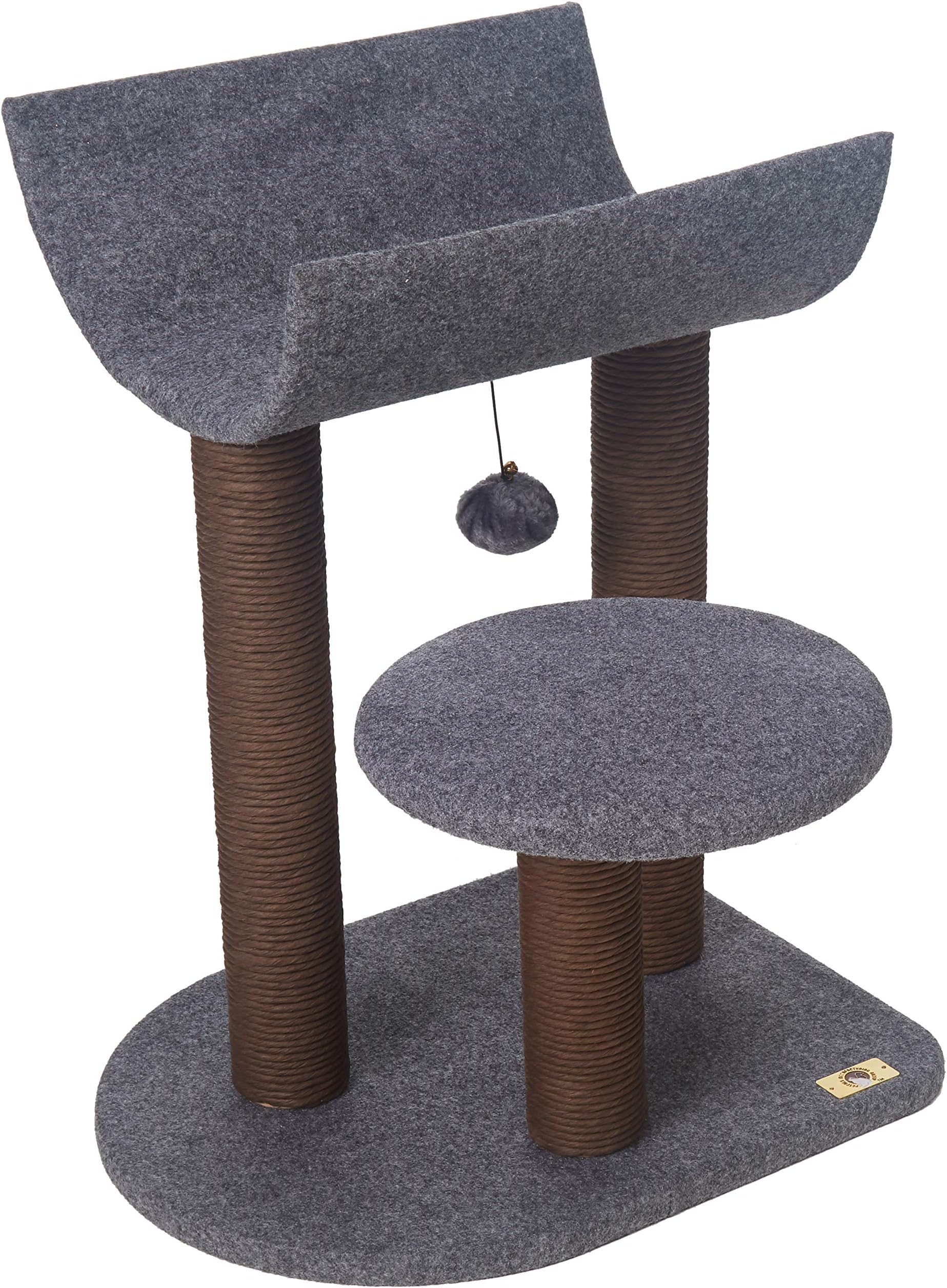 PetPals PP5477 Cat Tree with Curved Napping Perch, Chocolate/Gray, One Size