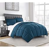 Chezmoi Collection 3-Piece All Season Oversized King Comforter Set Teal, Soft Quilted Down Alernative Duvet Insert with Corner Tabs, Lightweight Microfiber Bedding, 110 x 96 Inches